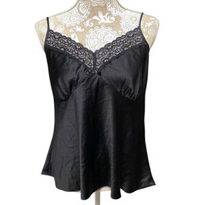 Ambirelle Black Satin Lace Cami Top XL Babydoll Emo Fairygrunge Whimsigoth